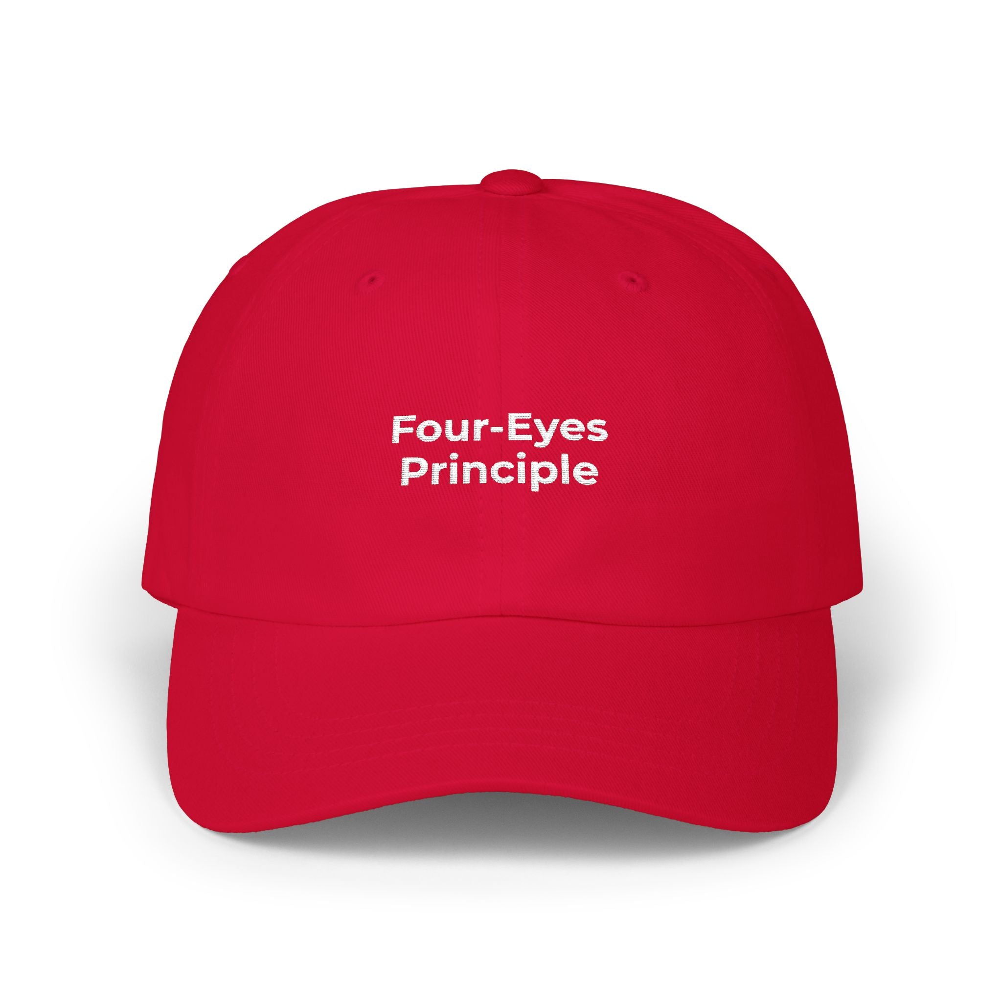Four-Eyes Principle - Classic Dad Cap – Minimal White Embroidered Baseball Hat