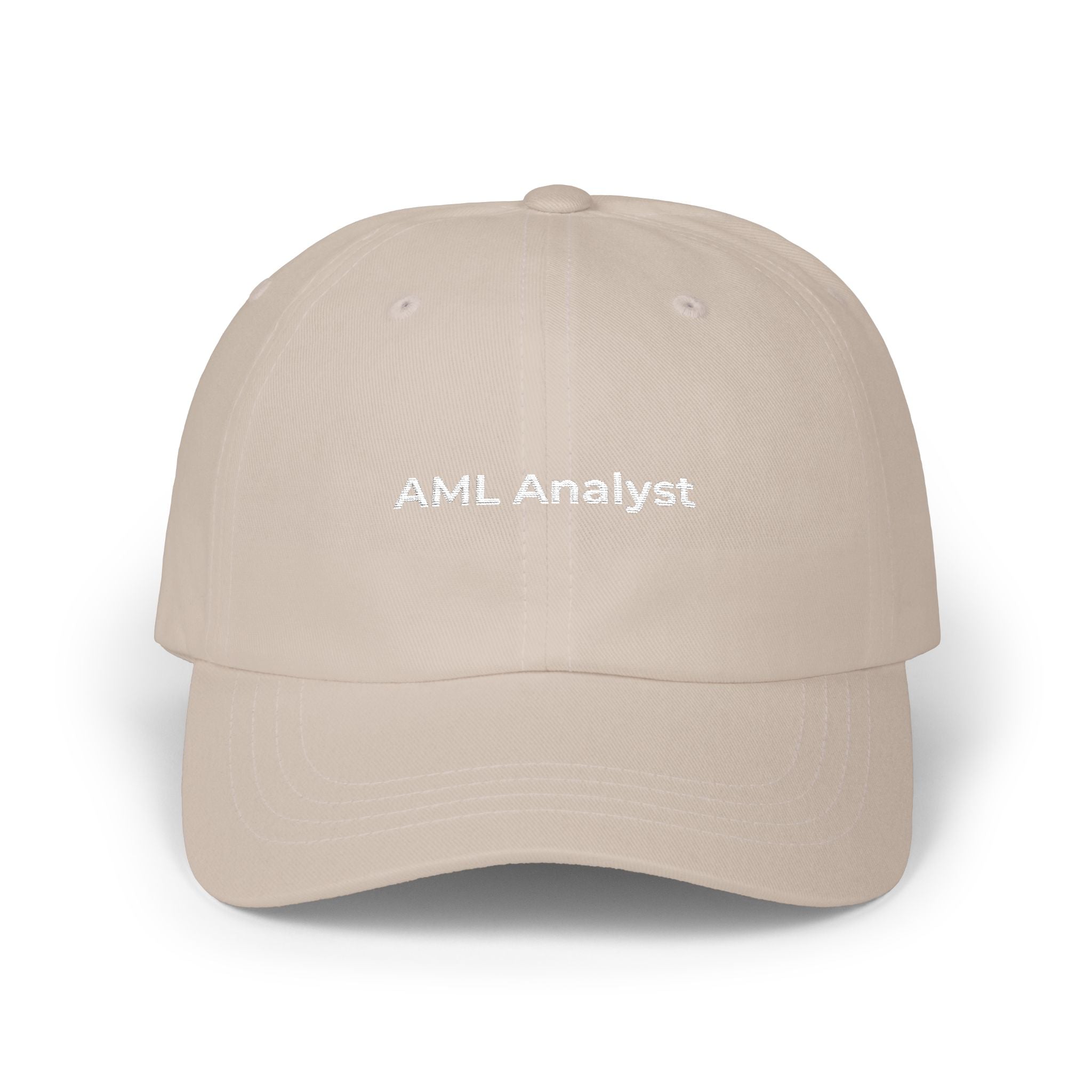 AML Analyst - Minimalist White Dad Cap — Embroidered Classic Dad Cap