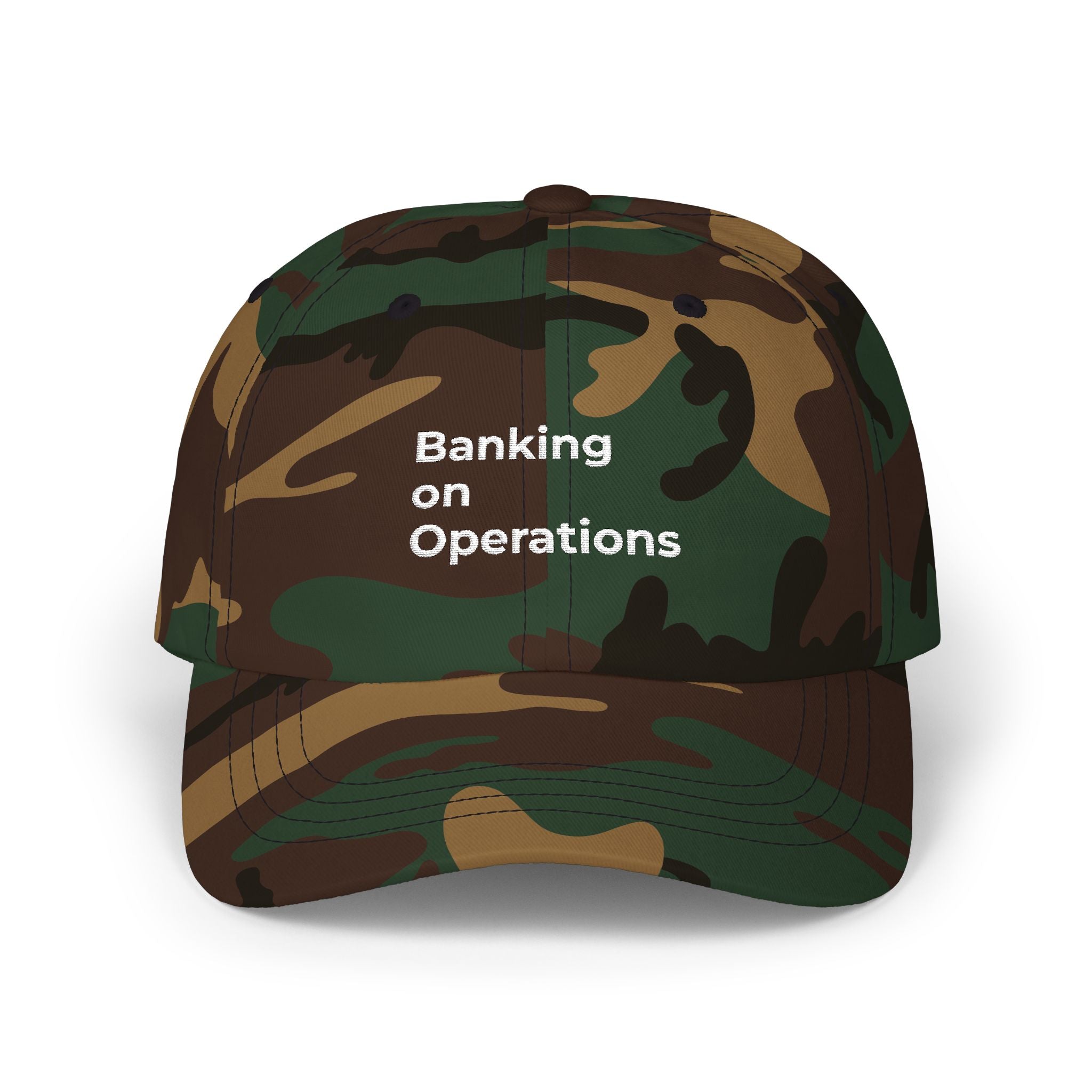 Banking on Operations - Classic Dad Cap – Minimal White Embroidered Baseball Hat