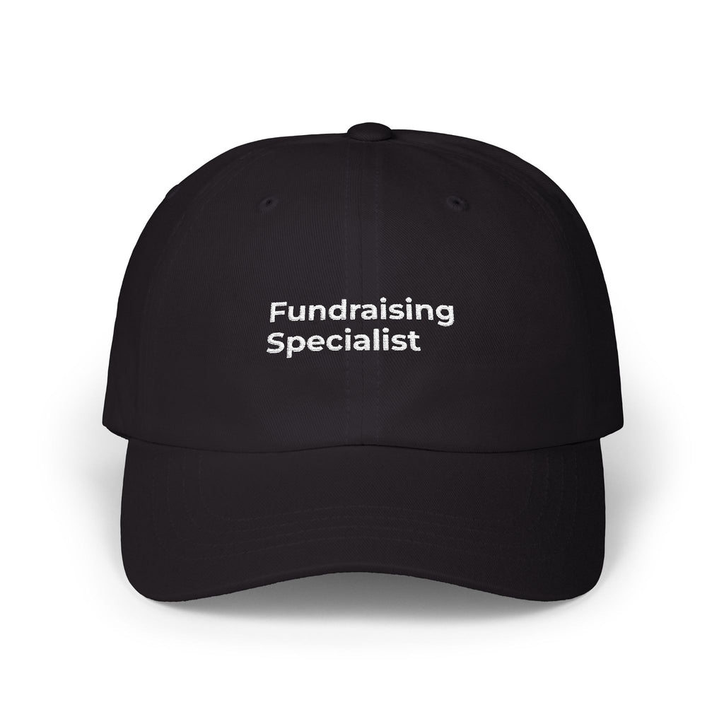 Fundraising Specialist - Embroidered Minimalist Dad Cap — Classic White Adjustable Baseball Hat