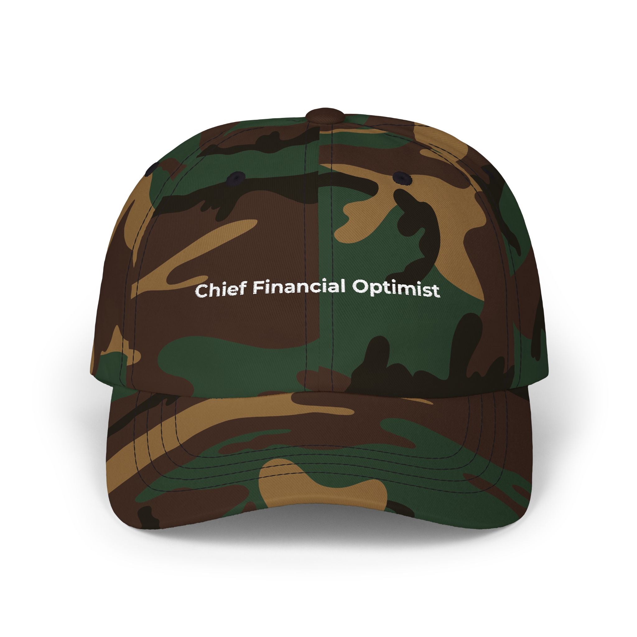 Chief Financial Optimist - Classic Dad Cap — Minimal White Embroidered Baseball Hat