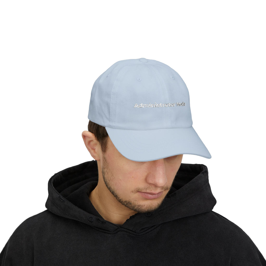 Administrator Mode - Embroidered White Classic Dad Cap — Minimalist Text Dad Hat