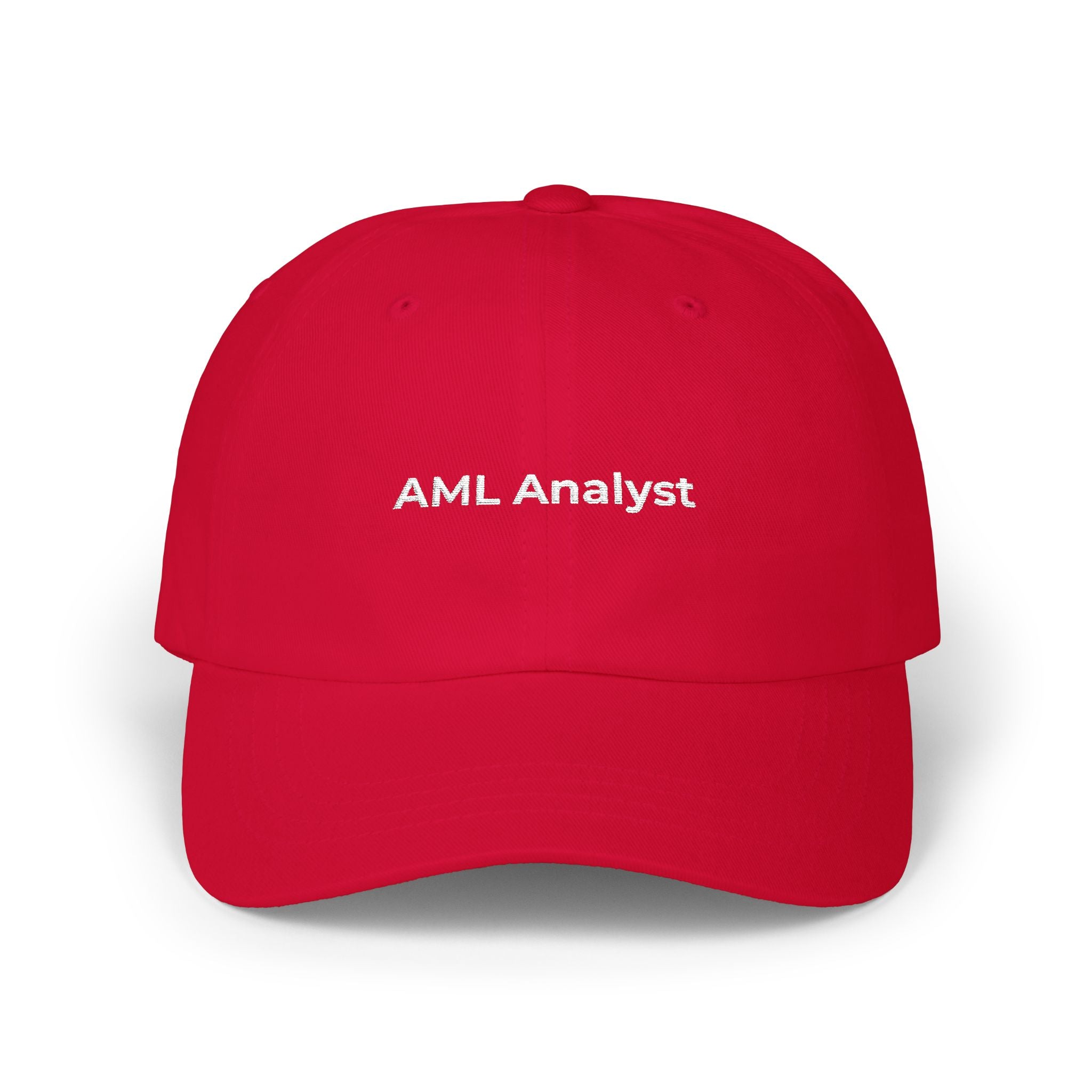 AML Analyst - Minimalist White Dad Cap — Embroidered Classic Dad Cap