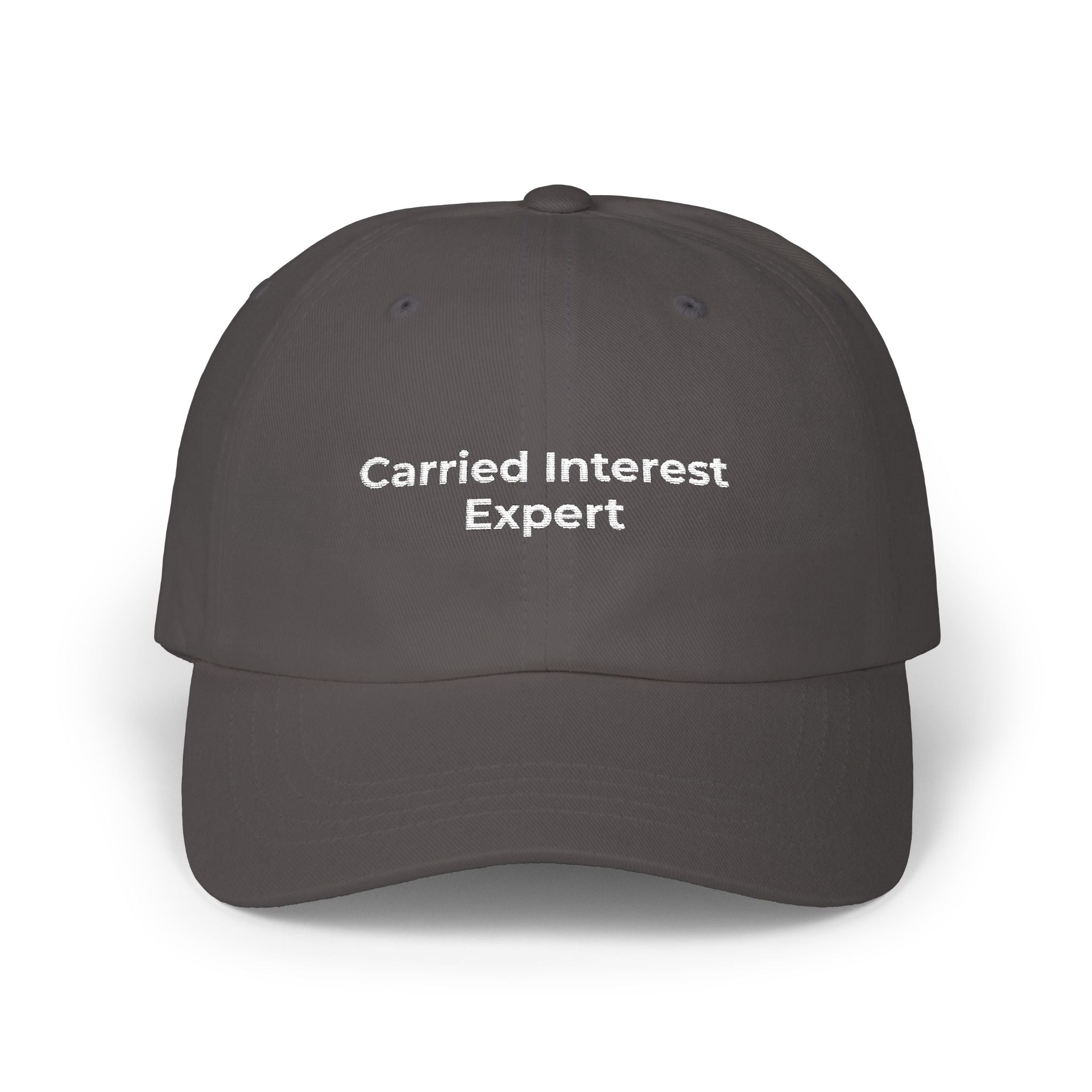Carried Interest Expert - Embroidered Classic Dad Cap — Minimal White Baseball Hat