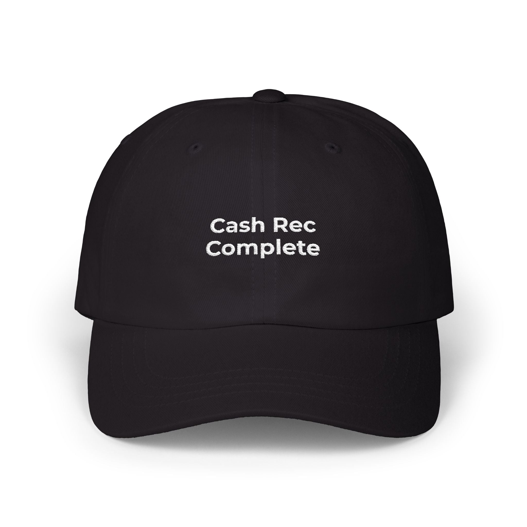 Cash Rec Complete - Classic Dad Cap — Minimal Embroidered White Baseball Hat