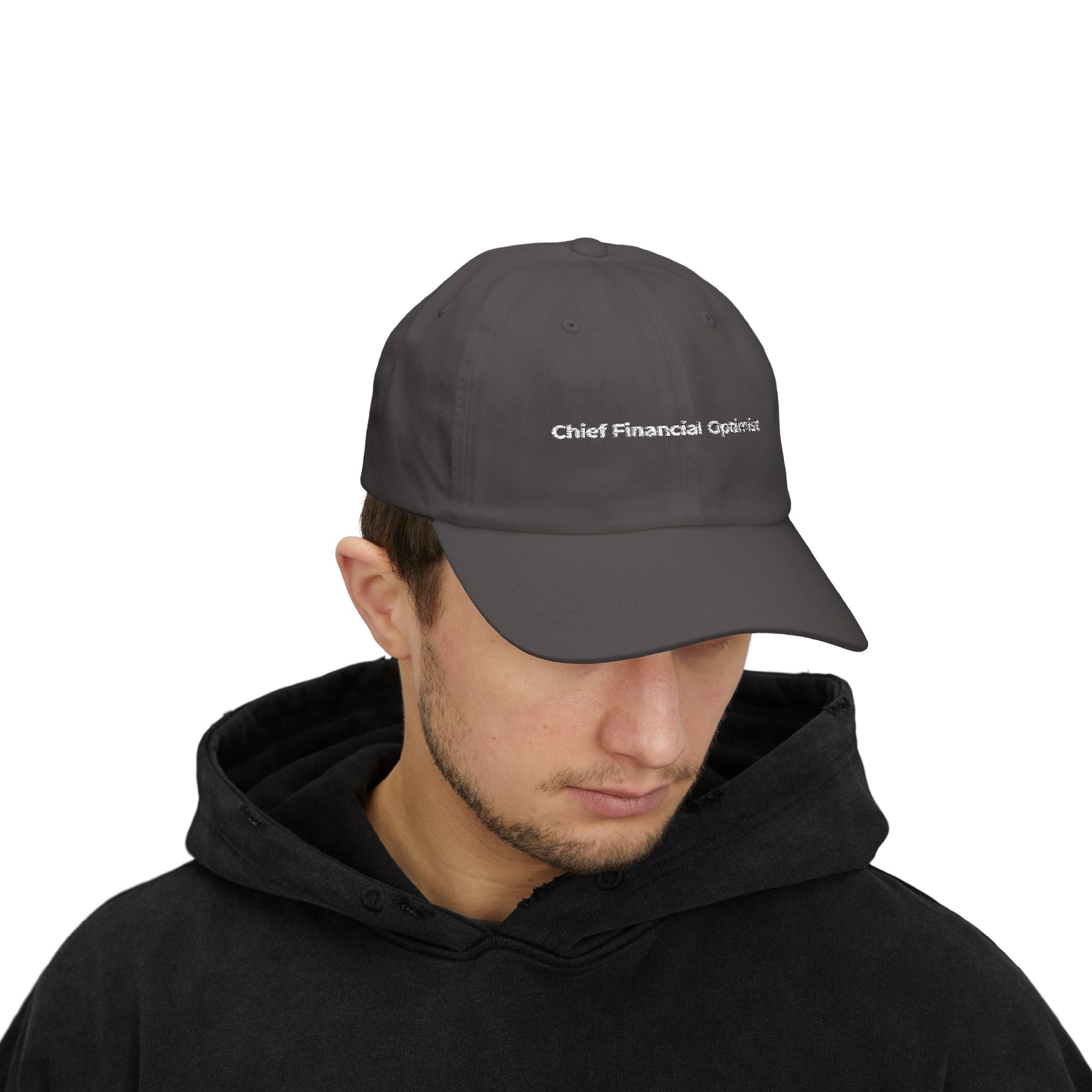 Chief Financial Optimist - Classic Dad Cap — Minimal White Embroidered Baseball Hat