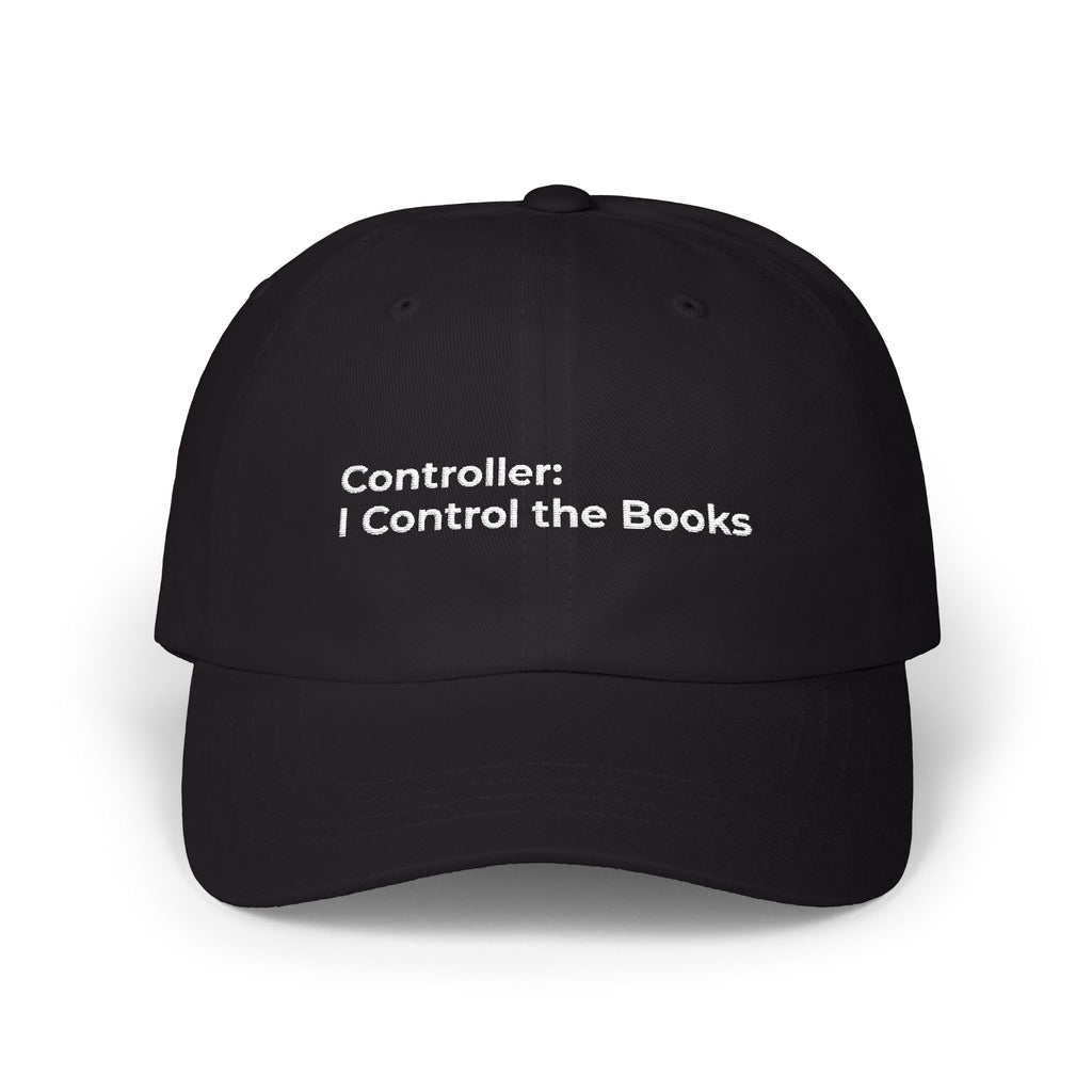 Controller: I Control the Books - Classic Dad Cap — Minimal Embroidered Logo White Baseball Hat