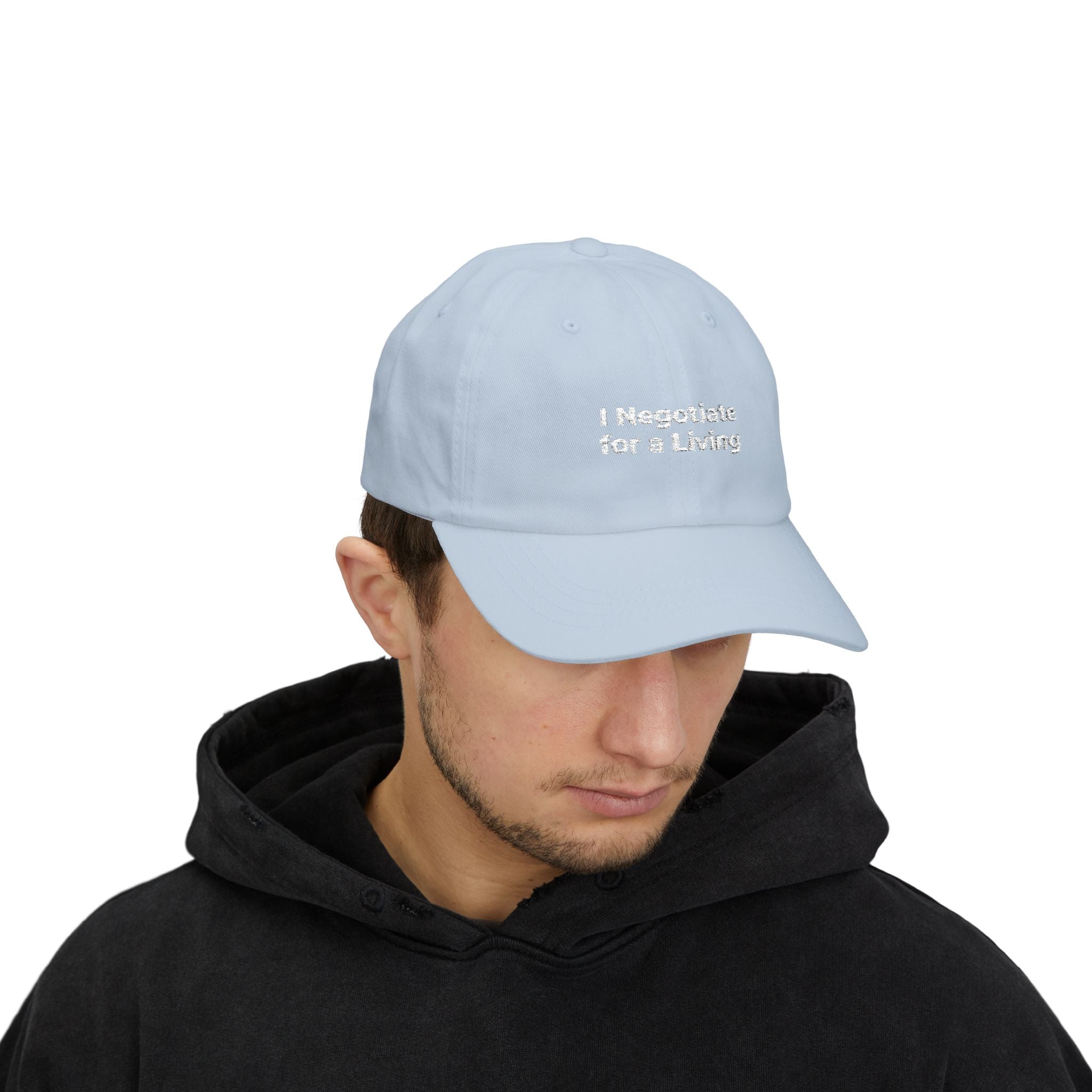 I Negotiate for a Living - Dad Cap — Minimal Embroidered Classic Dad Cap