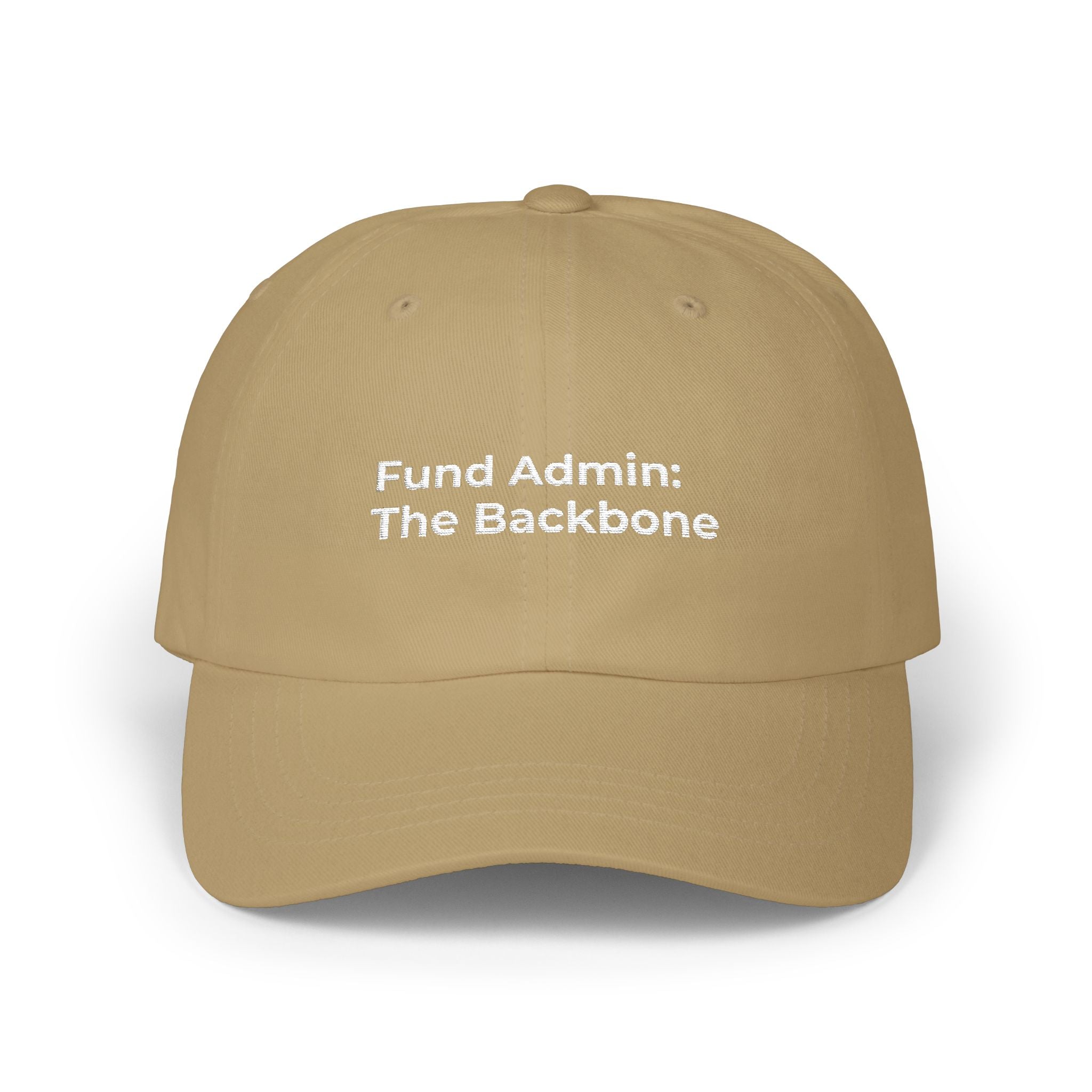 Fund Admin: The Backbone - Embroidered Classic Dad Cap — Minimal White Baseball Hat