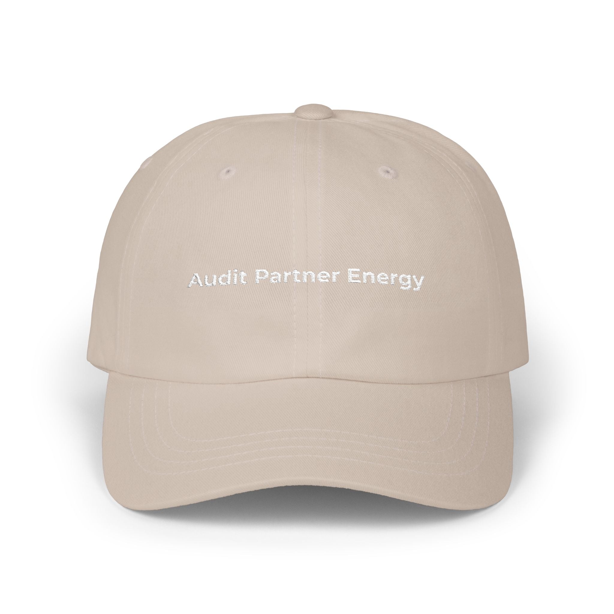 Audit Partner Energy - Embroidered Classic Dad Cap — Minimal White Baseball Hat