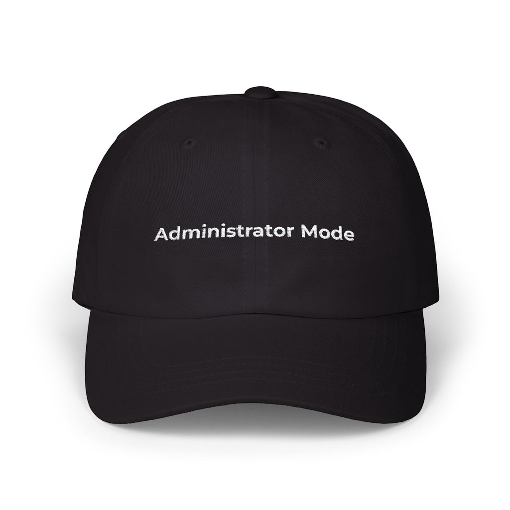 Administrator Mode - Embroidered White Classic Dad Cap — Minimalist Text Dad Hat